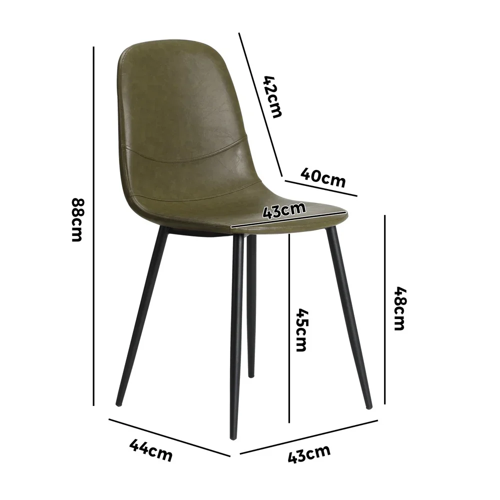 2x Dining Chairs PU Leather Green - Image 3