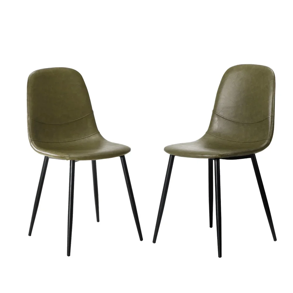 2x Dining Chairs PU Leather Green - Image 7