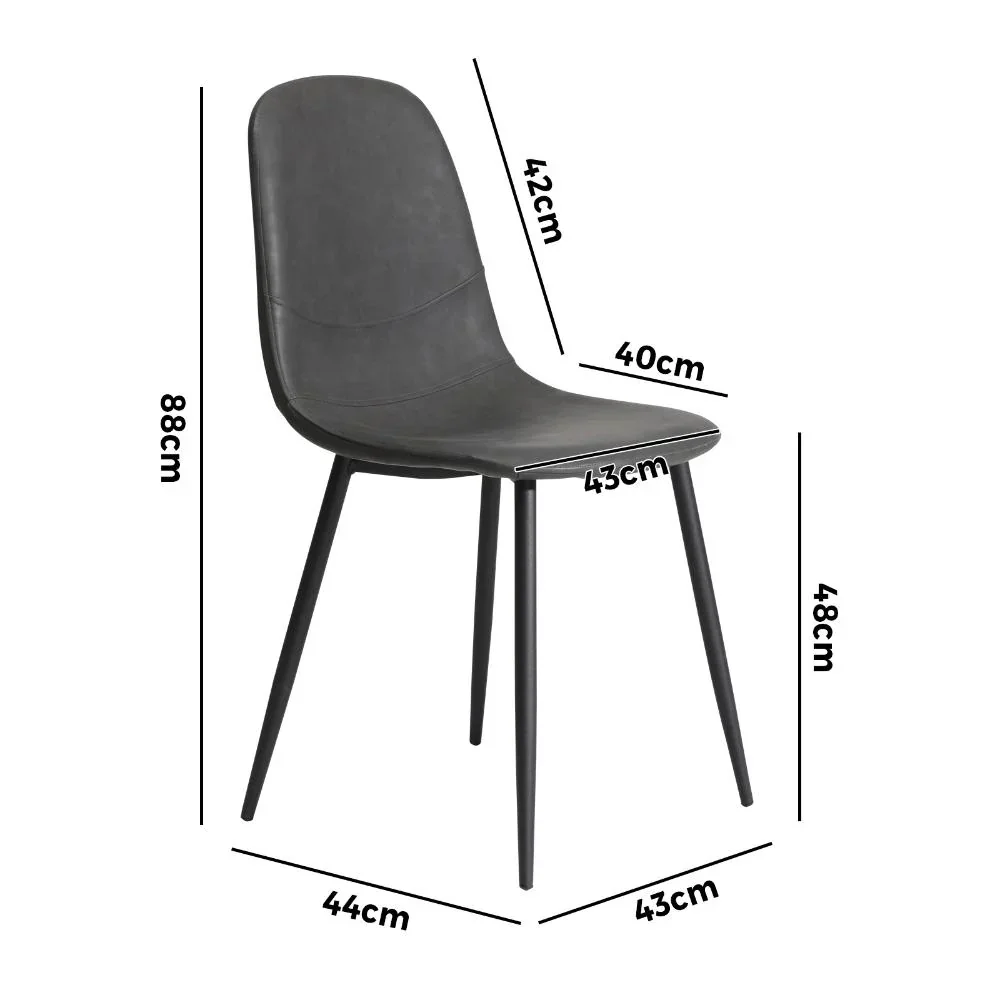 2x Dining Chairs Lounge Room PU Leather Grey - Image 5