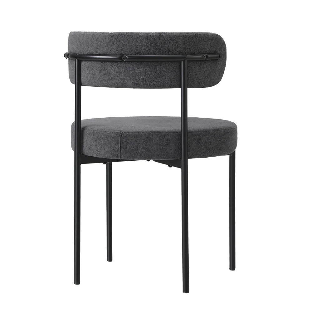 2x Dining Chair Boucle Seat Backrest Dark Grey - Image 2