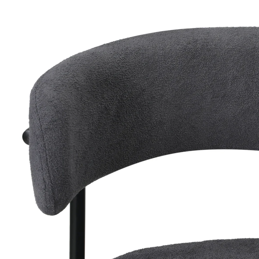 2x Dining Chair Boucle Seat Backrest Dark Grey - Image 3