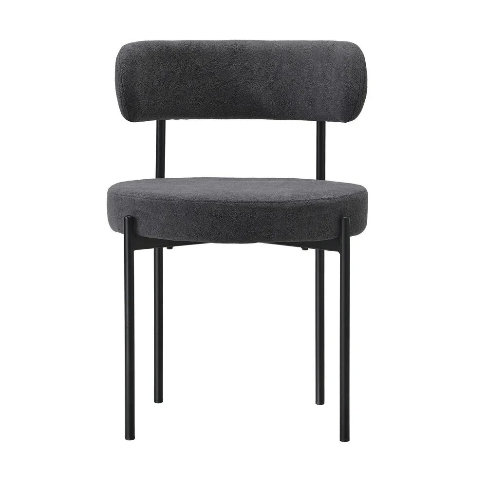 2x Dining Chair Boucle Seat Backrest Dark Grey - Image 4