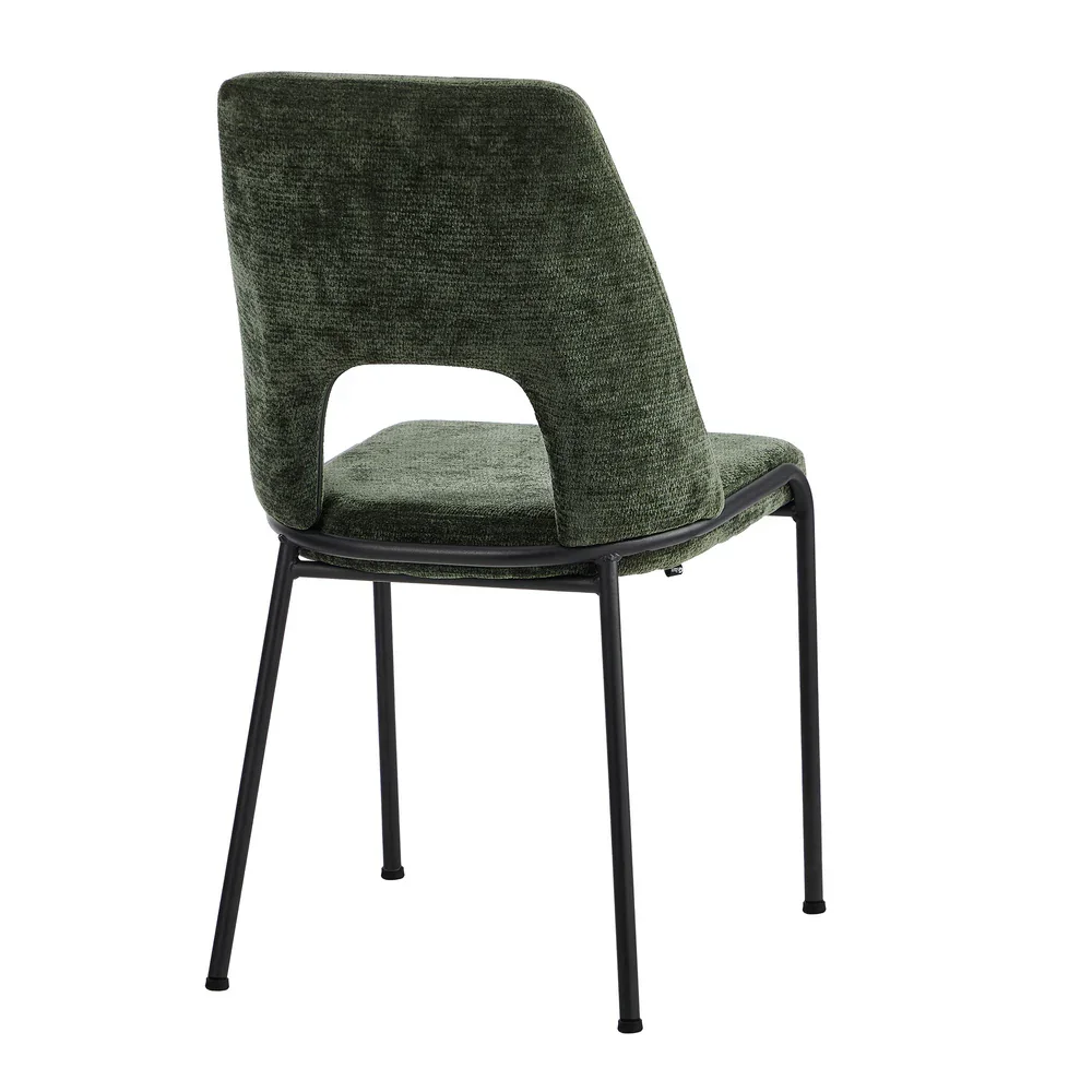 2x Dining Chairs Chenille Fabric Kitchen Side Chair Green - Image 3