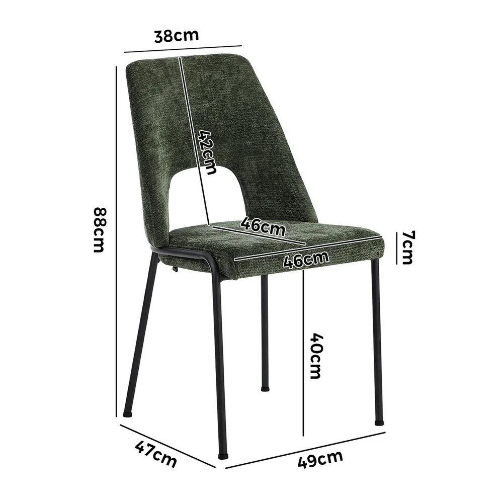 2x Dining Chairs Chenille Fabric Kitchen Side Chair Green - Image 5