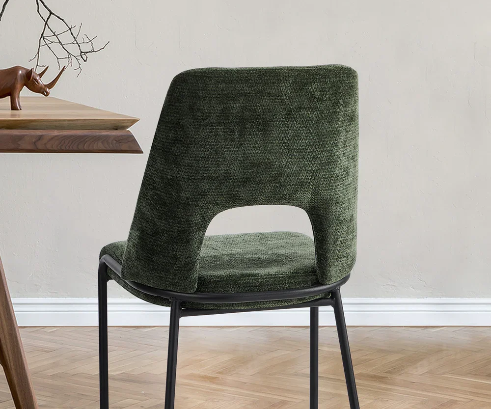 2x Dining Chairs Chenille Fabric Kitchen Side Chair Green - Image 6