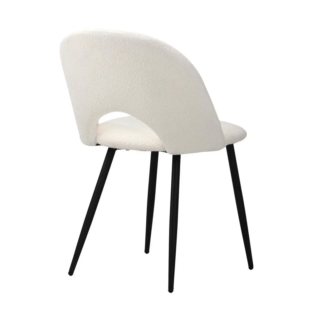 2PCS Dining Chairs Sherpa White - Image 2