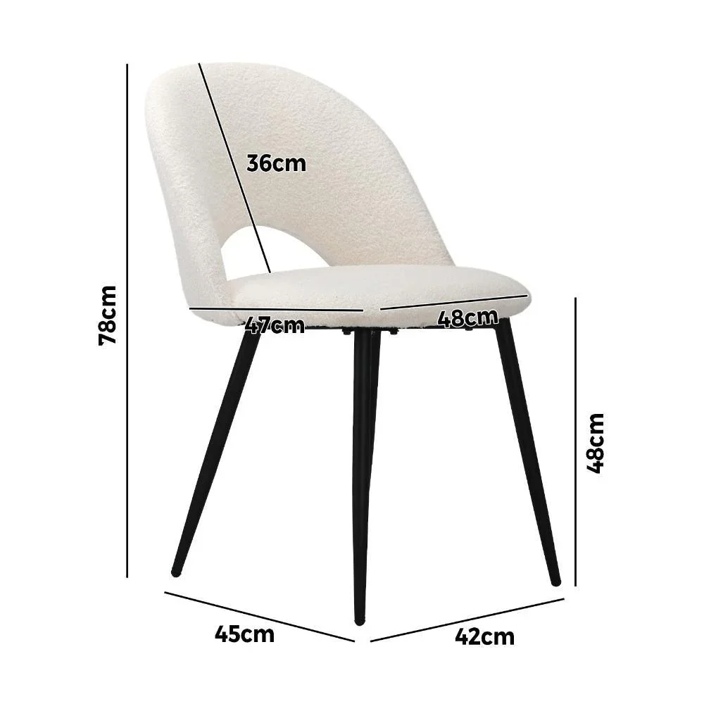 2PCS Dining Chairs Sherpa White - Image 3