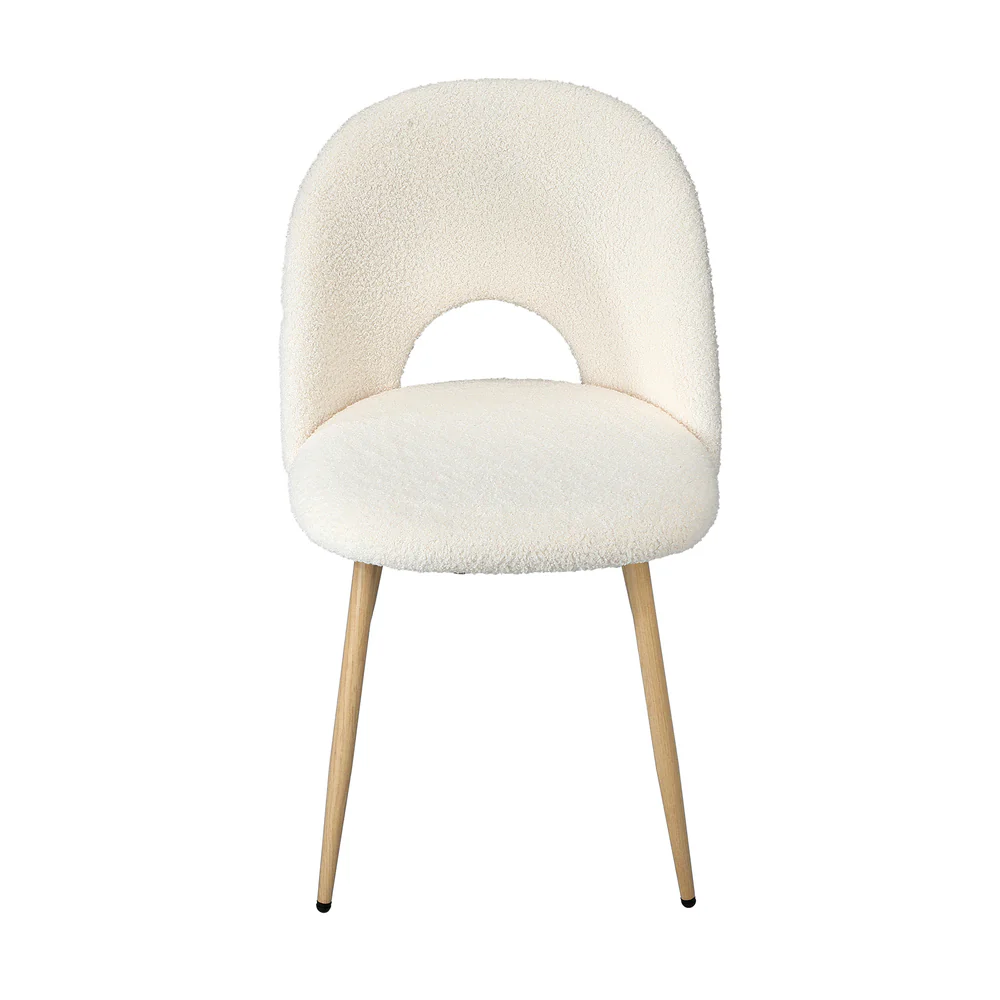 4PCS Dining Chairs Armchair Sherpa Wooden White - Image 2
