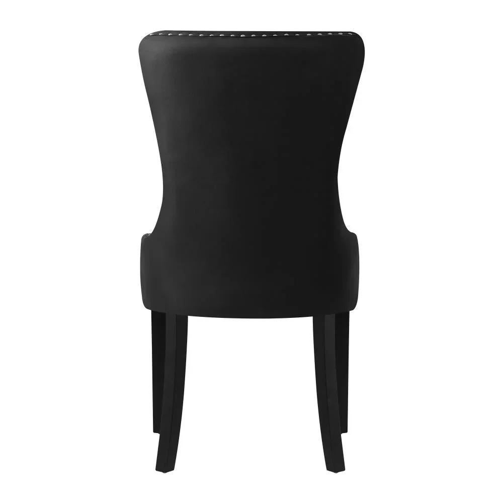 2x Dining Chairs French Provincial Tufted PU Leather Black - Image 7