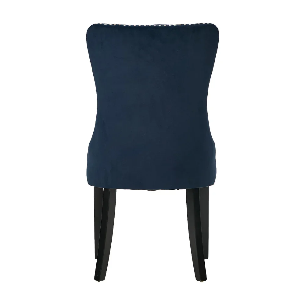 2x Velvet Dining Chairs Upholstered French Tufted Blue - Image 4
