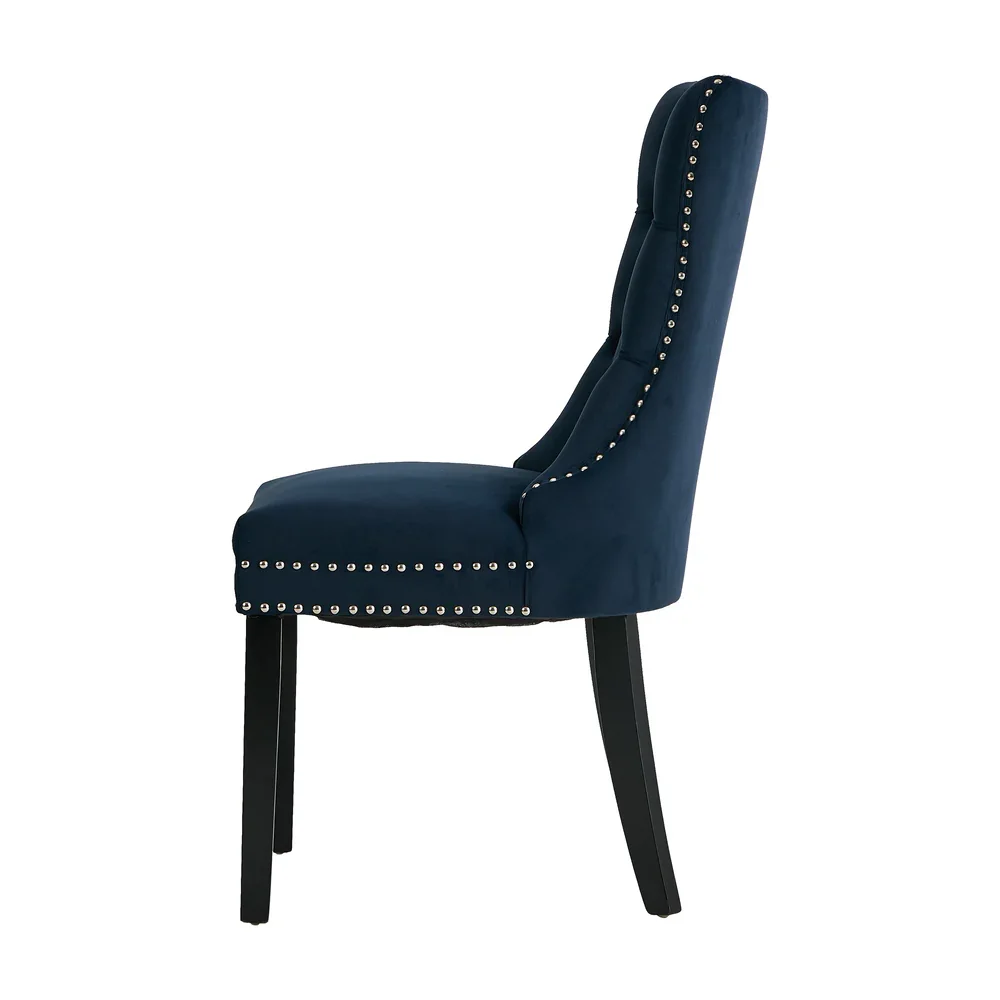 2x Velvet Dining Chairs Upholstered French Tufted Blue - Image 5