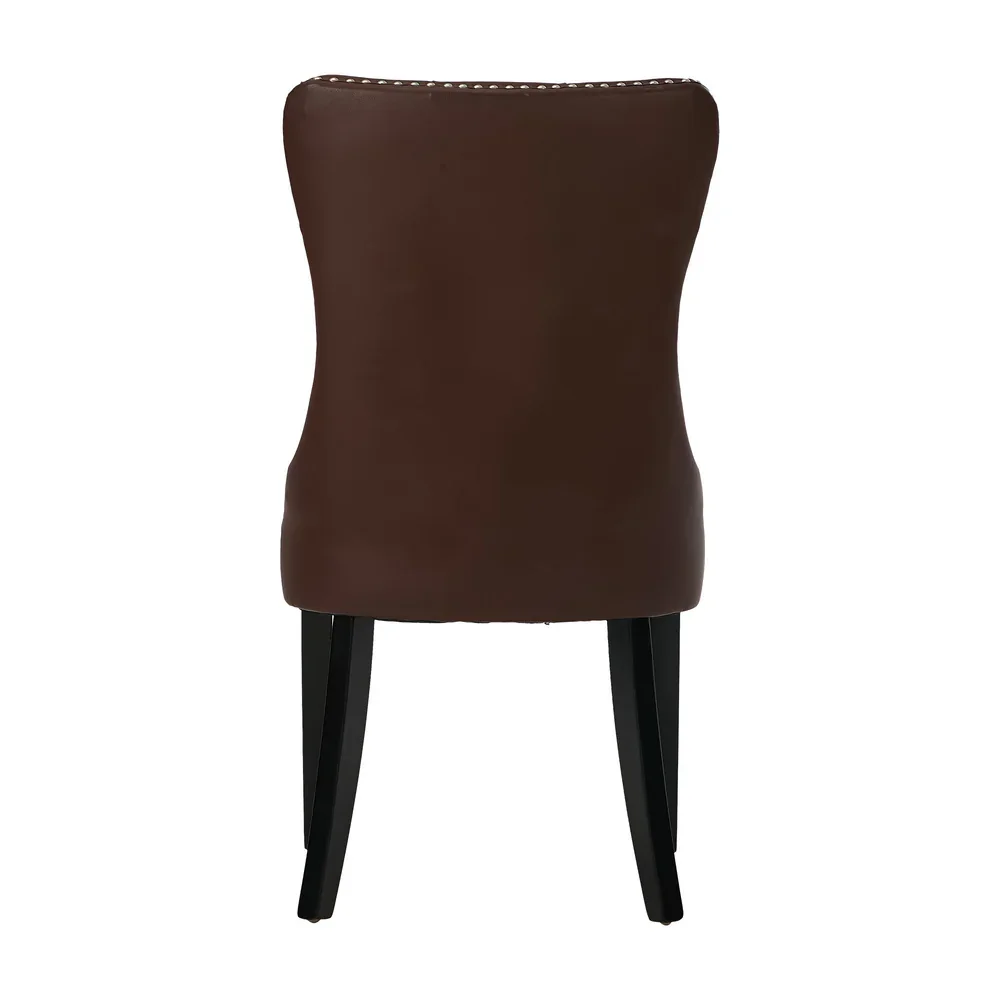 2x Dining Chairs Upholstered French Tufted PU Leather Brown - Image 7