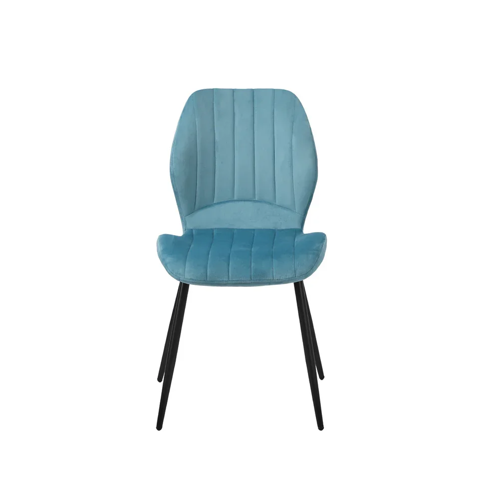 Set of 2 Dining Chairs Padded Seat Armless Velvet Blue - Image 7