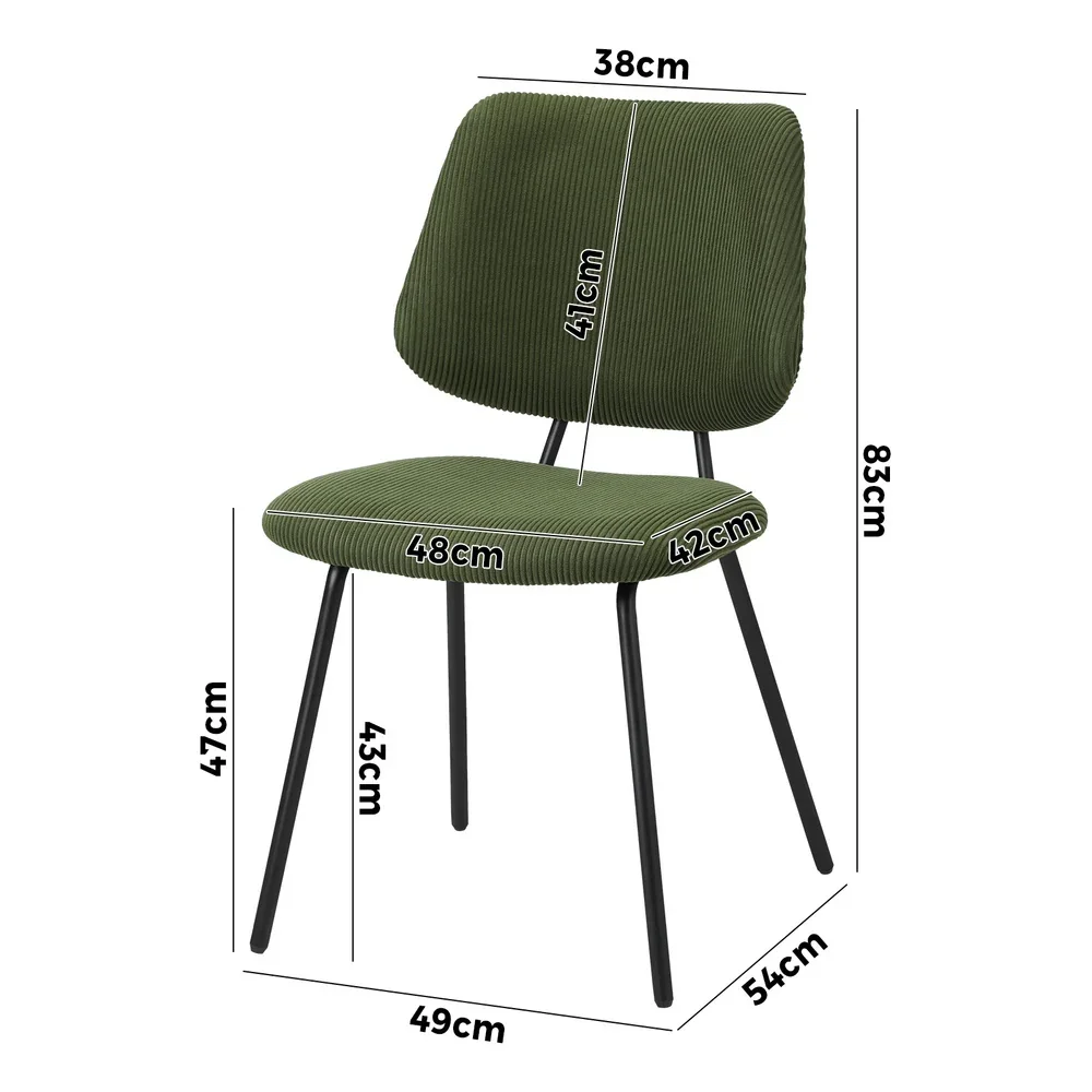 2x Dining Chair Vintage Retro Polyester Green - Image 2