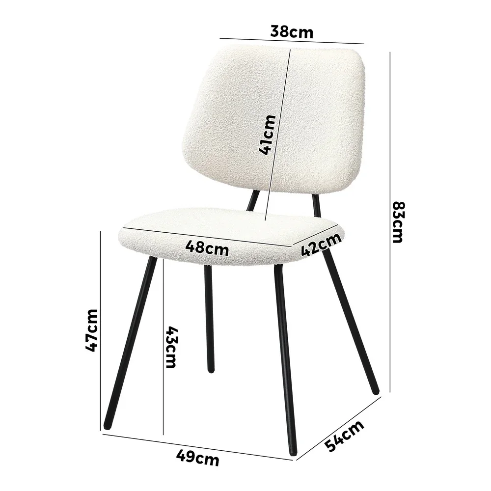 4x Dining Chair Vintage Retro Sherpa Padded White - Image 2