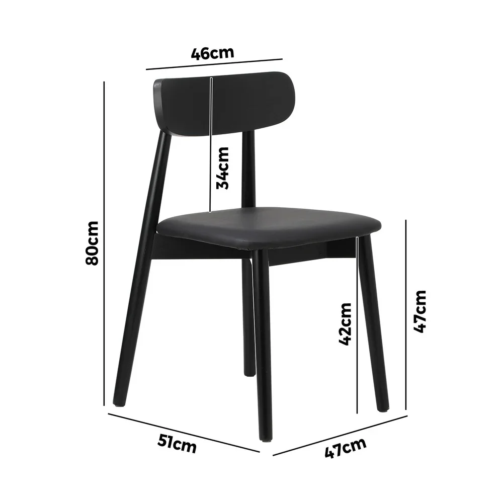 6x Dining Chairs PU Leather Solid Wood Black - Image 3