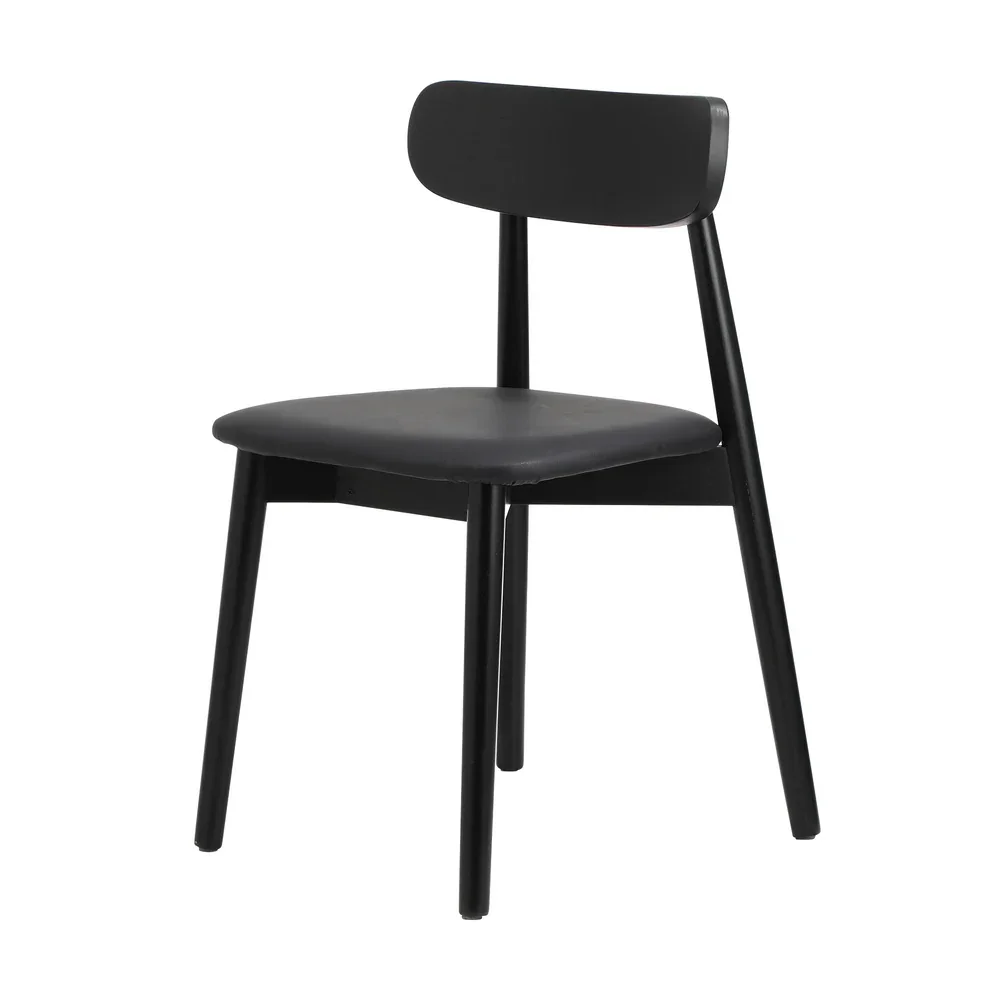 6x Dining Chairs PU Leather Solid Wood Black - Image 6