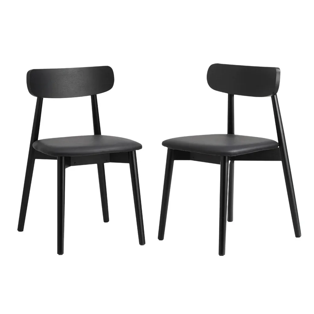 6x Dining Chairs PU Leather Solid Wood Black - Image 7