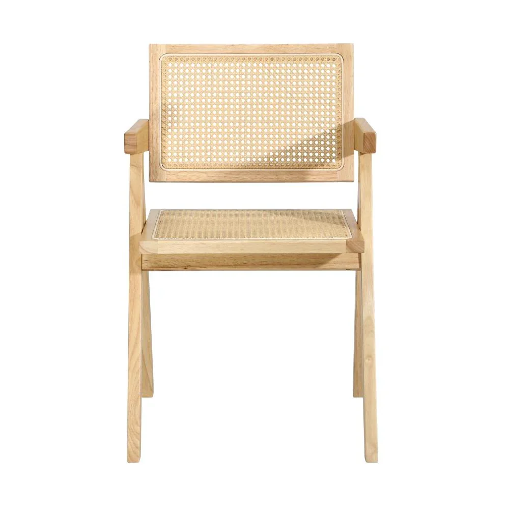 2x Dining Chairs Rattan Wooden Natural - Image 5