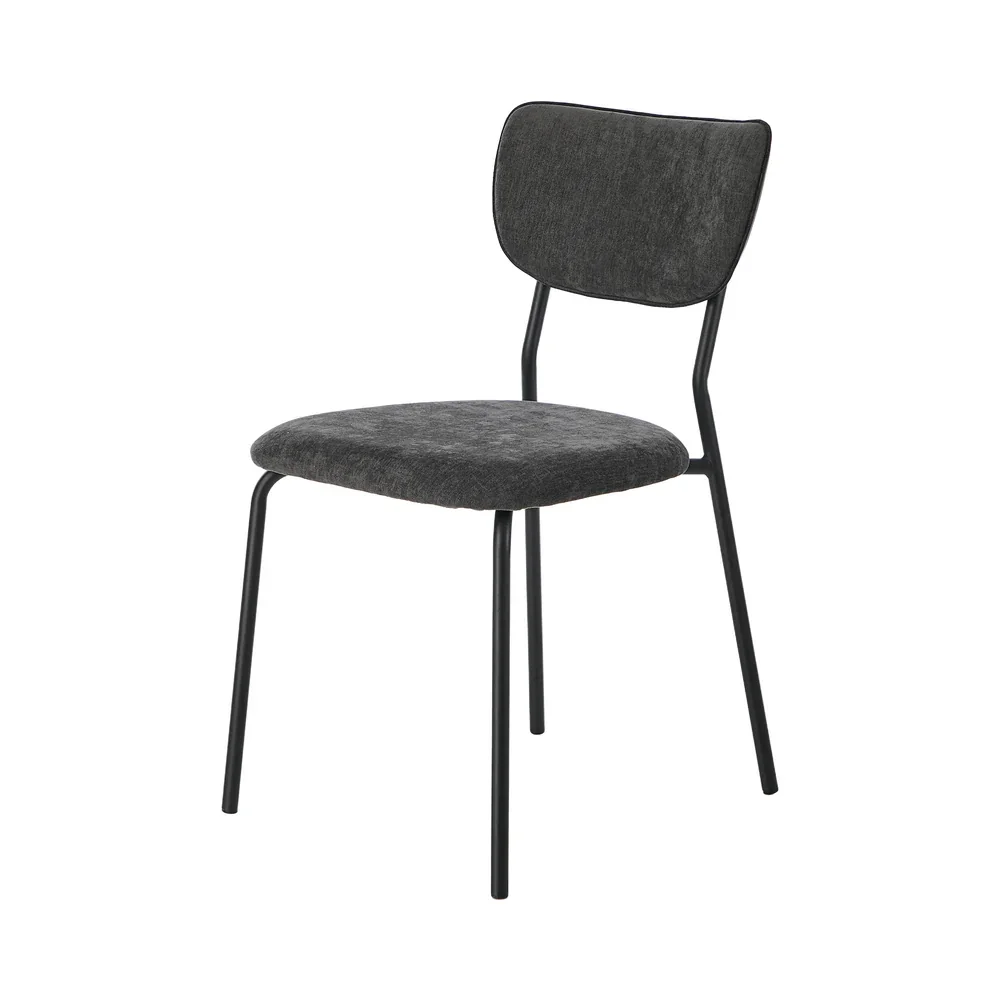 Set of 4 Dining Chairs Linen Fabric Padded Seat Grey - Image 2