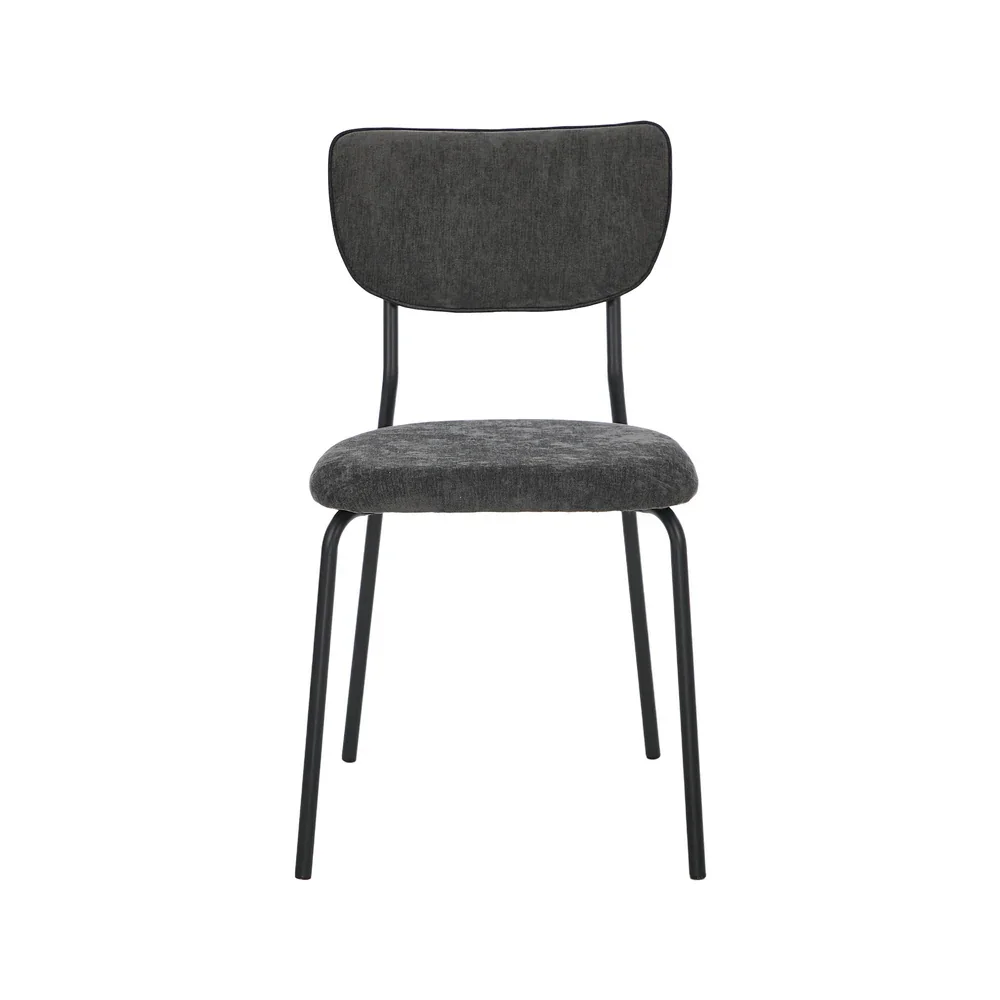 Set of 4 Dining Chairs Linen Fabric Padded Seat Grey - Image 5