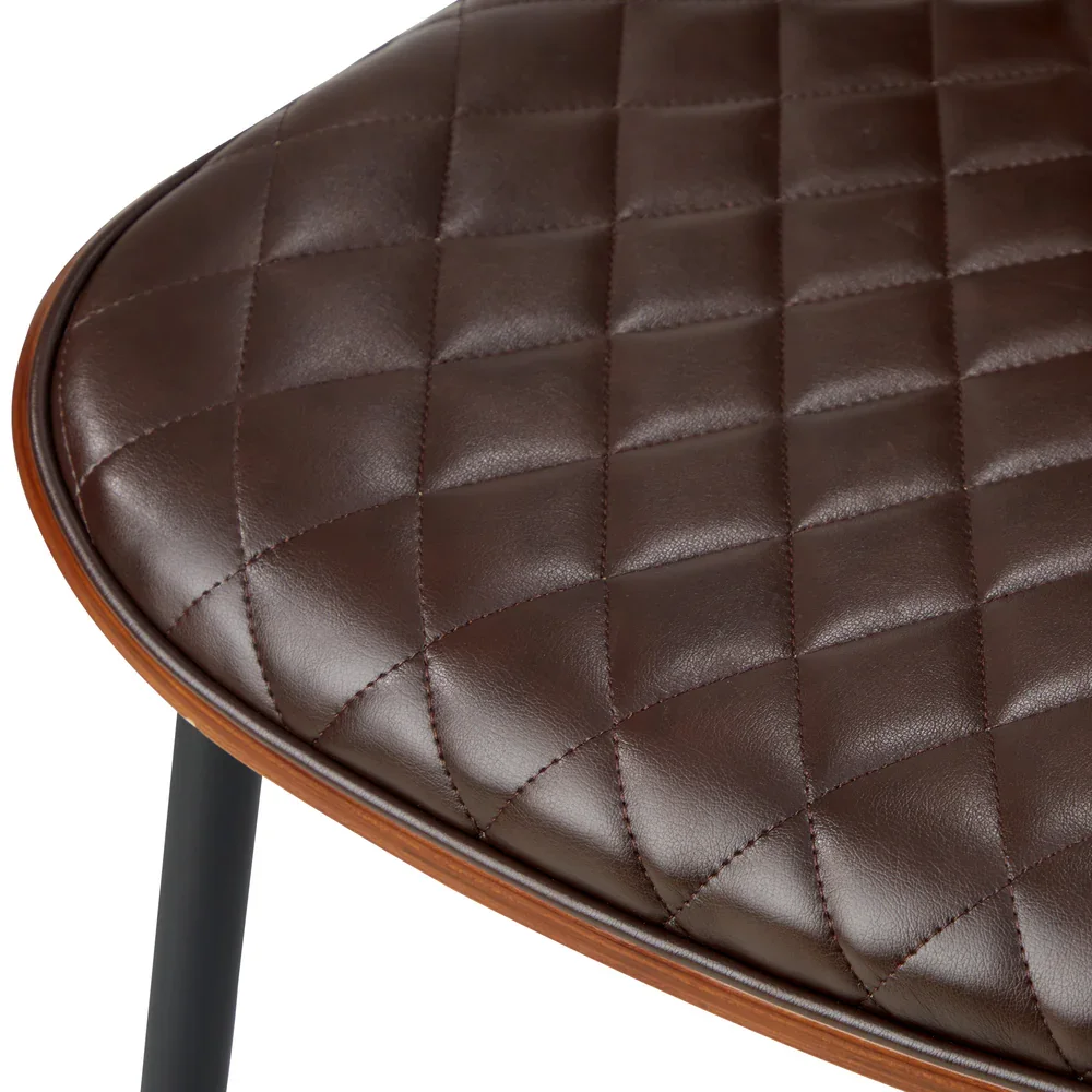 4x Dining Chairs Leather Wooden Metal Legs Walnut - Image 7