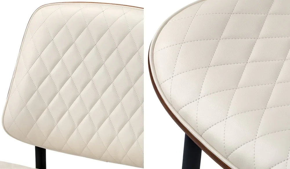 2x Dining Chairs PU Leather Wood Frame Metal Legs White - Image 9