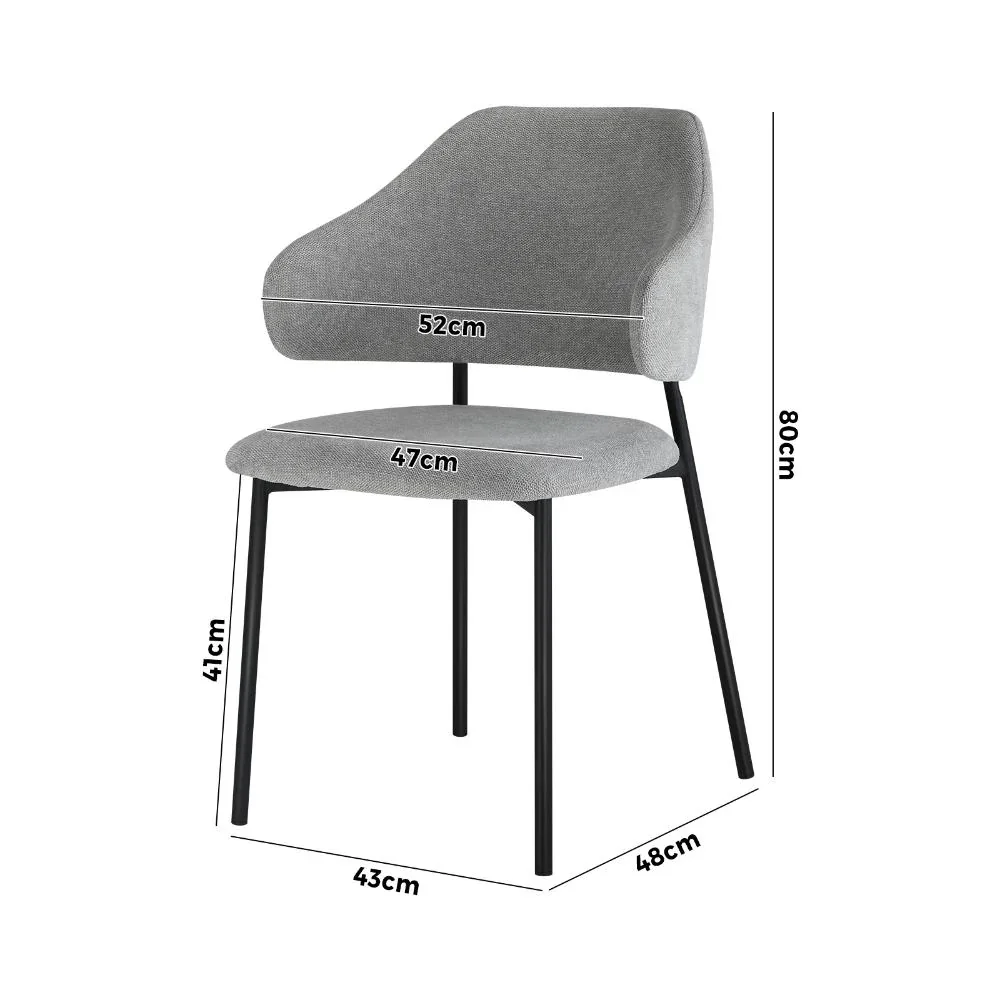 Dining Chair Set of 2 Grey and Black - Image 2