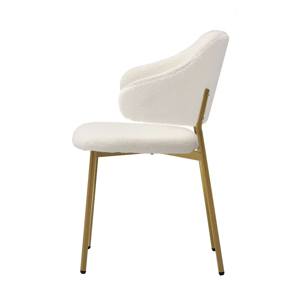 2x Dining Chair Sherpa Gold&White - Image 8
