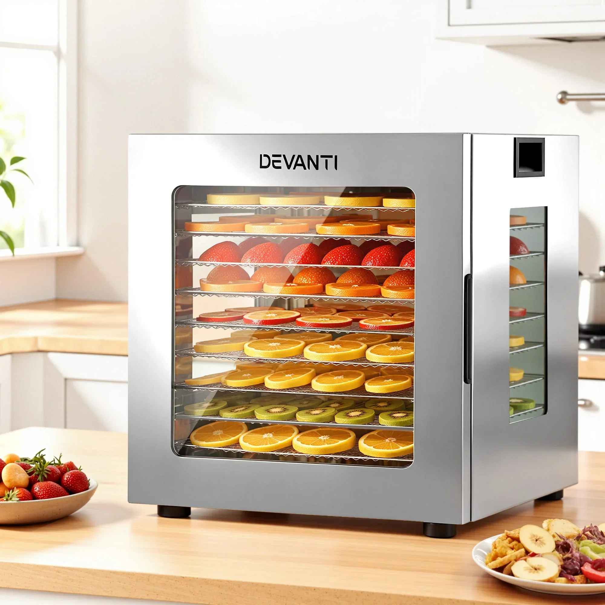 10 Trays Food Dehydrator Stainless Steel Visible Glass Door 850W - Image 2