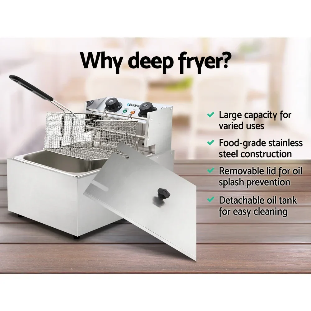 10L Electric Commercial Deep Fryer Single Basket 2200W - Image 3