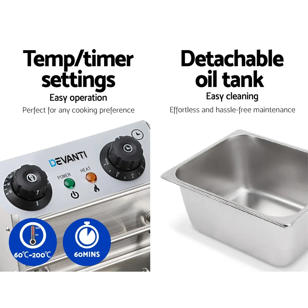 10L Electric Commercial Deep Fryer Single Basket 2200W - Image 5