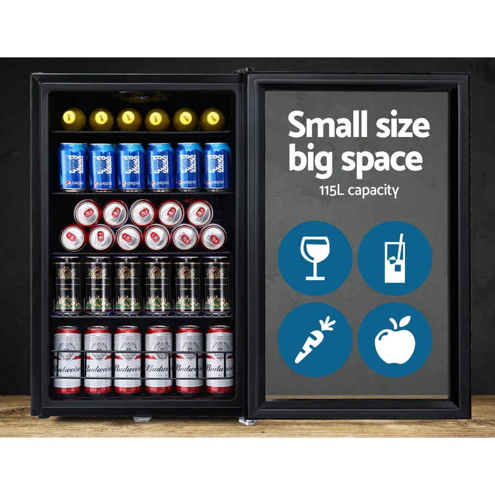115L Bar Fridge Glass Door w/Light Black - Image 5