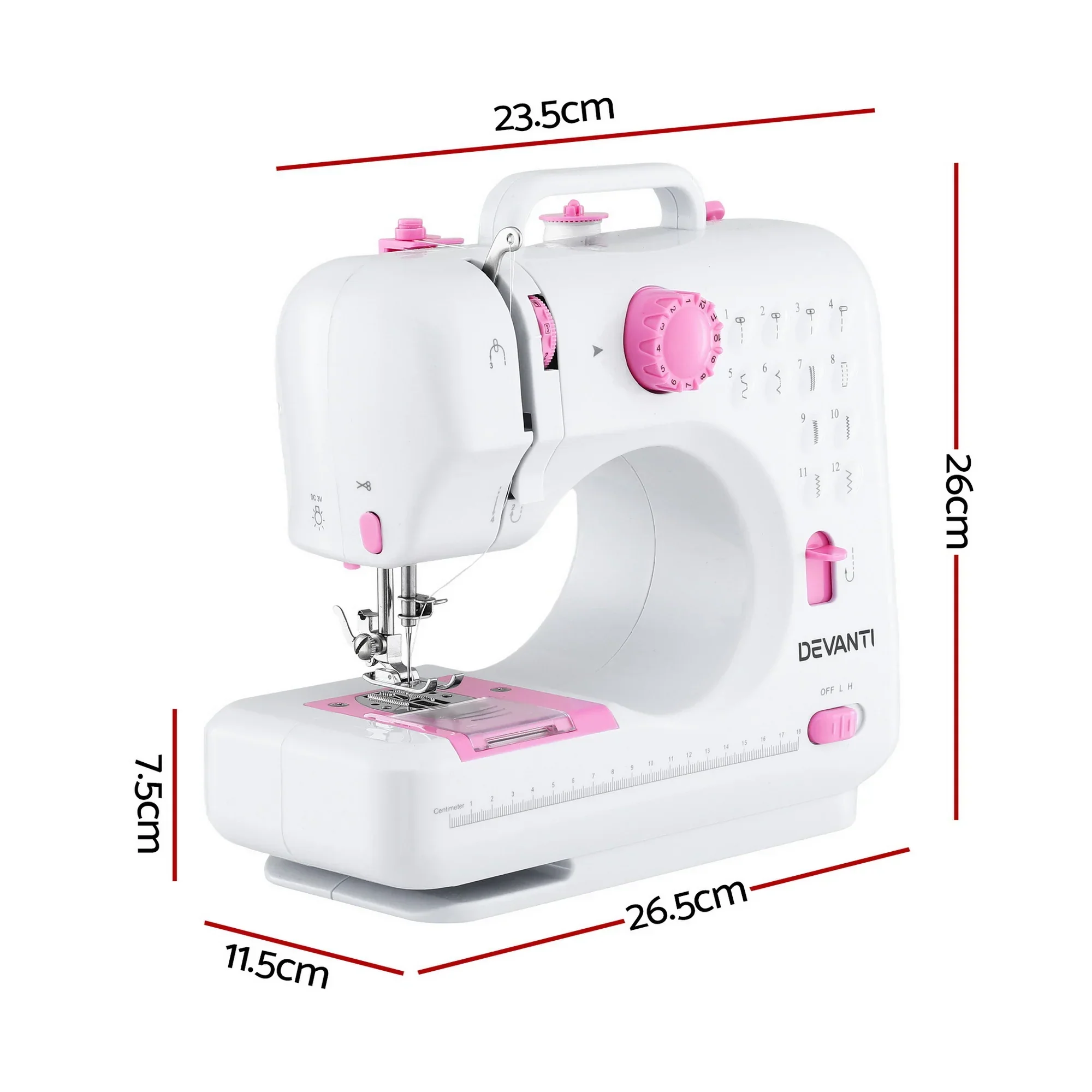 12 Stitches Mini Sewing Machine for Beginners Portable Sewing Machine Kit with LED Lights - Image 8