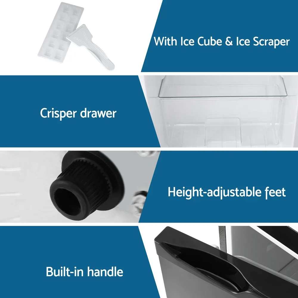 122L Two Door Bar Fridge Mini Fridge with Freezer Black - Image 4