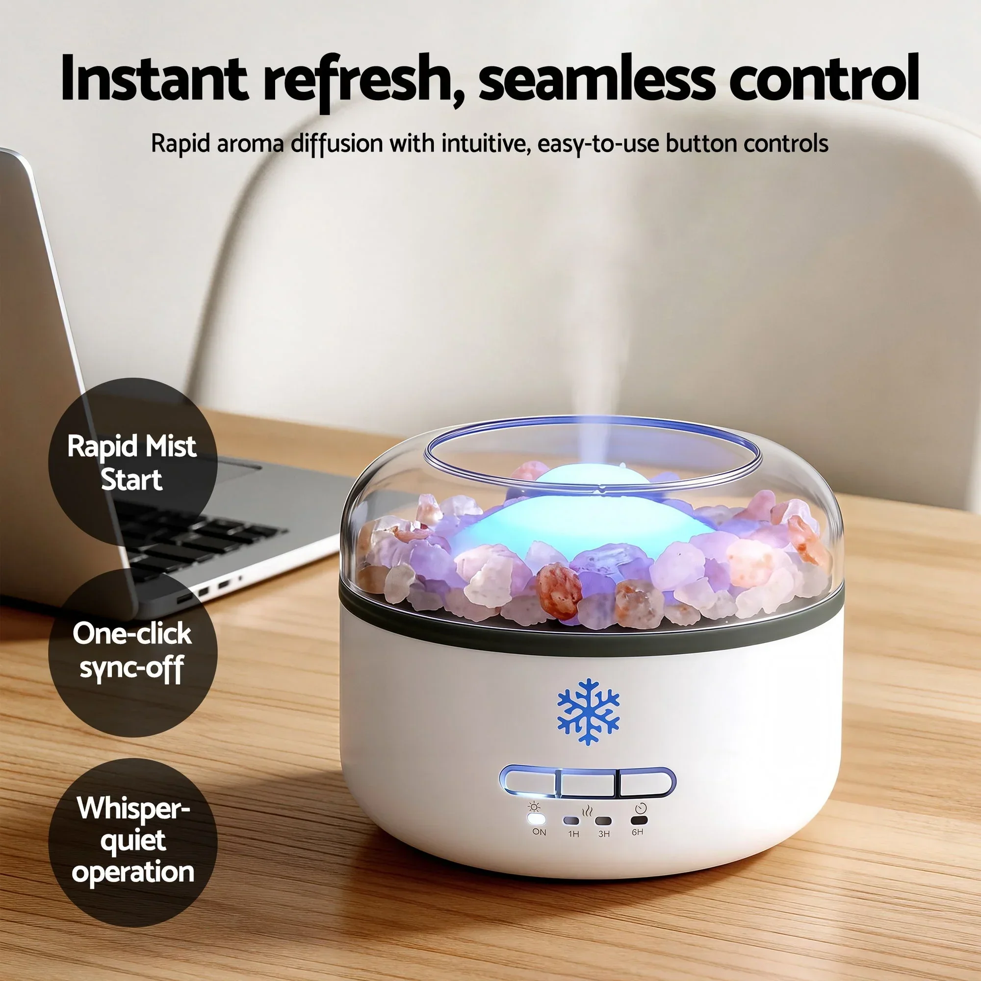 150ml Salt Lamp Aroma Diffuser Ultrasonic Humidifier Purifier 7 LED Colors - Image 3