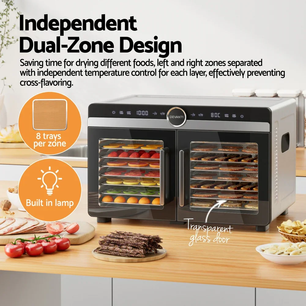 16 Trays Food Dehydrator Dual-Zone Stainless Steel - Image 4