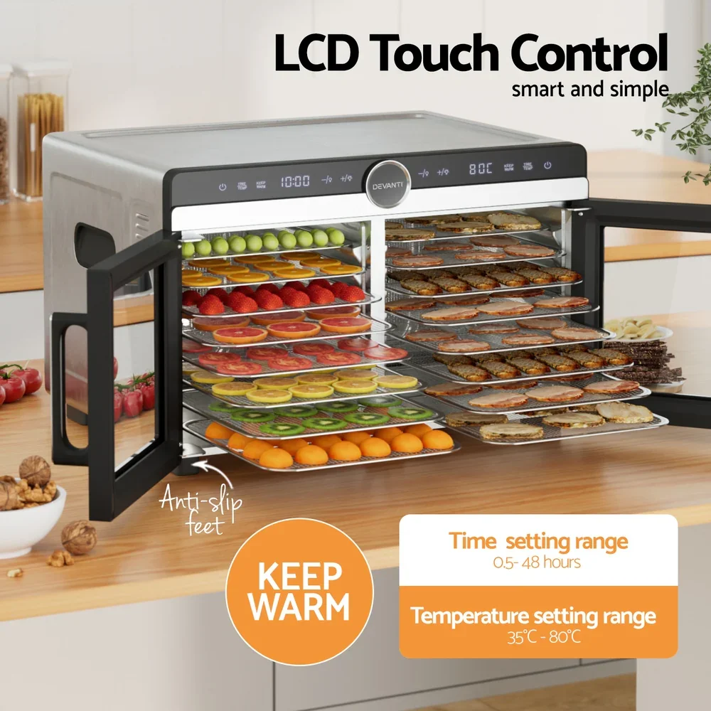 16 Trays Food Dehydrator Dual-Zone Stainless Steel - Image 5