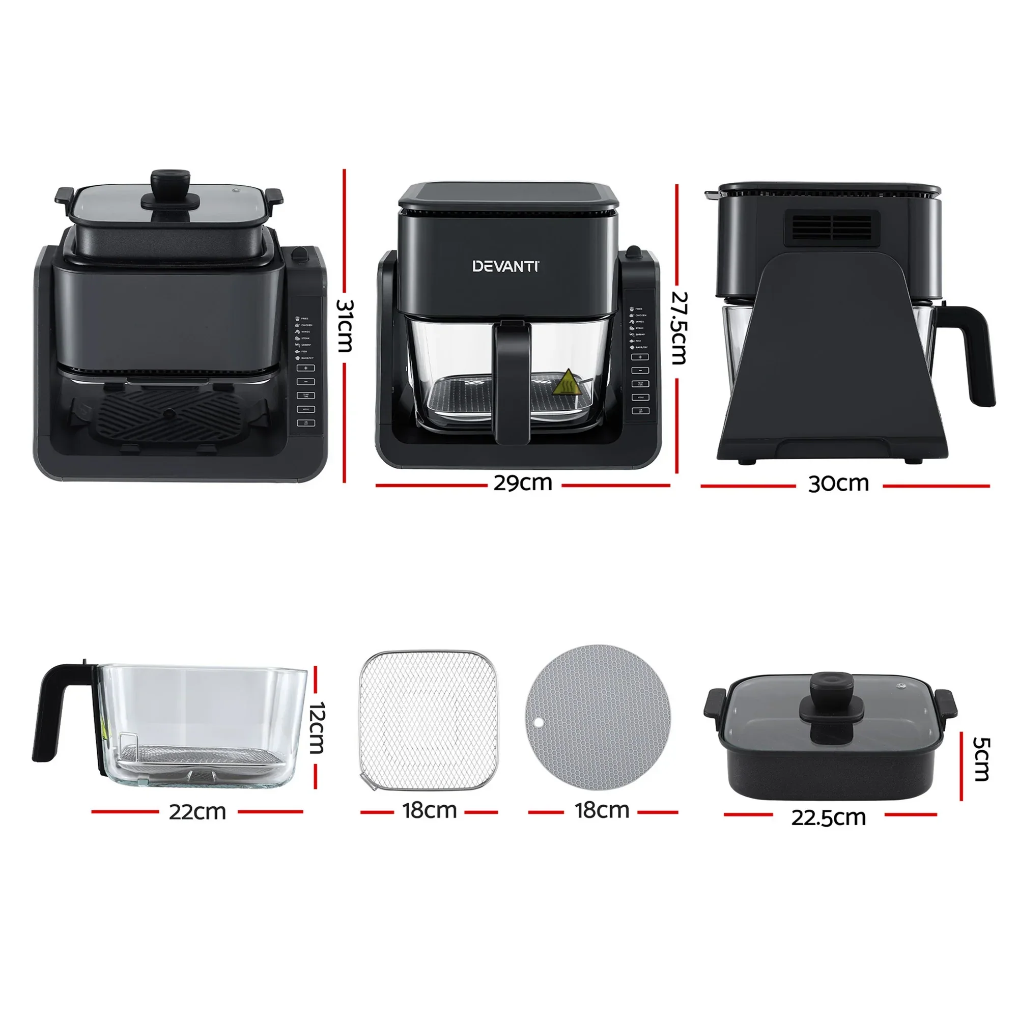 2-IN-1 Air Fryer 5.5L Dual Zone Fryers Electric Cooker with Top BBQ Grill & Bot - Image 2