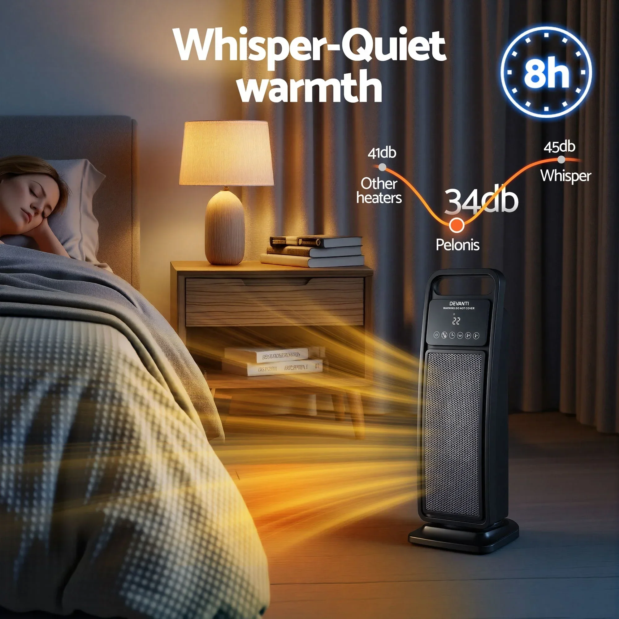 2000W Ceramic Tower Heater Space Heaters Indoor Oscillating Black - Image 5