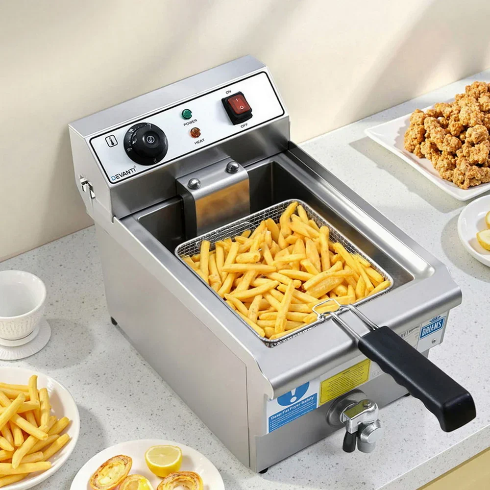3000W Electric Deep Fryer 10L Stainless Steel Fryer w/ Basket & Lid