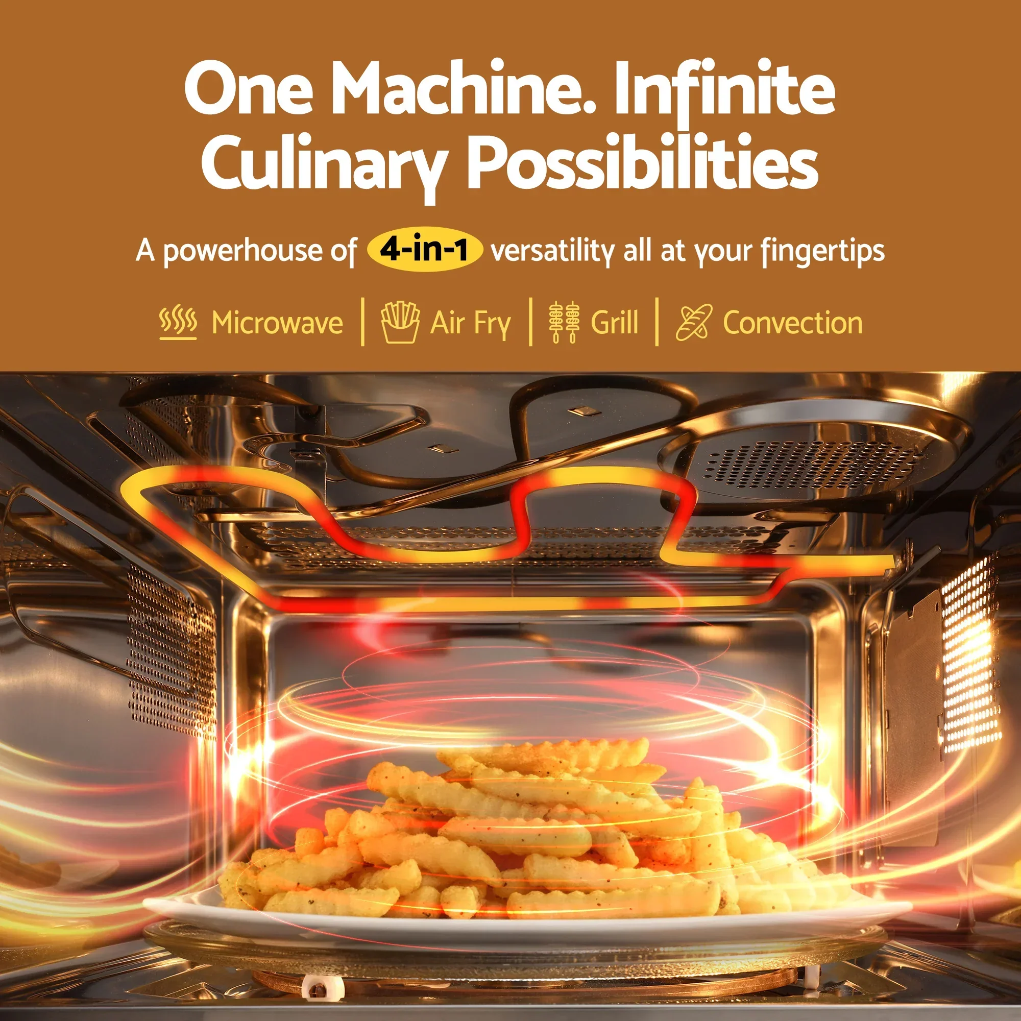 30L Microwave Oven 4-IN-1 Air Fryer Convection Grill - Image 7