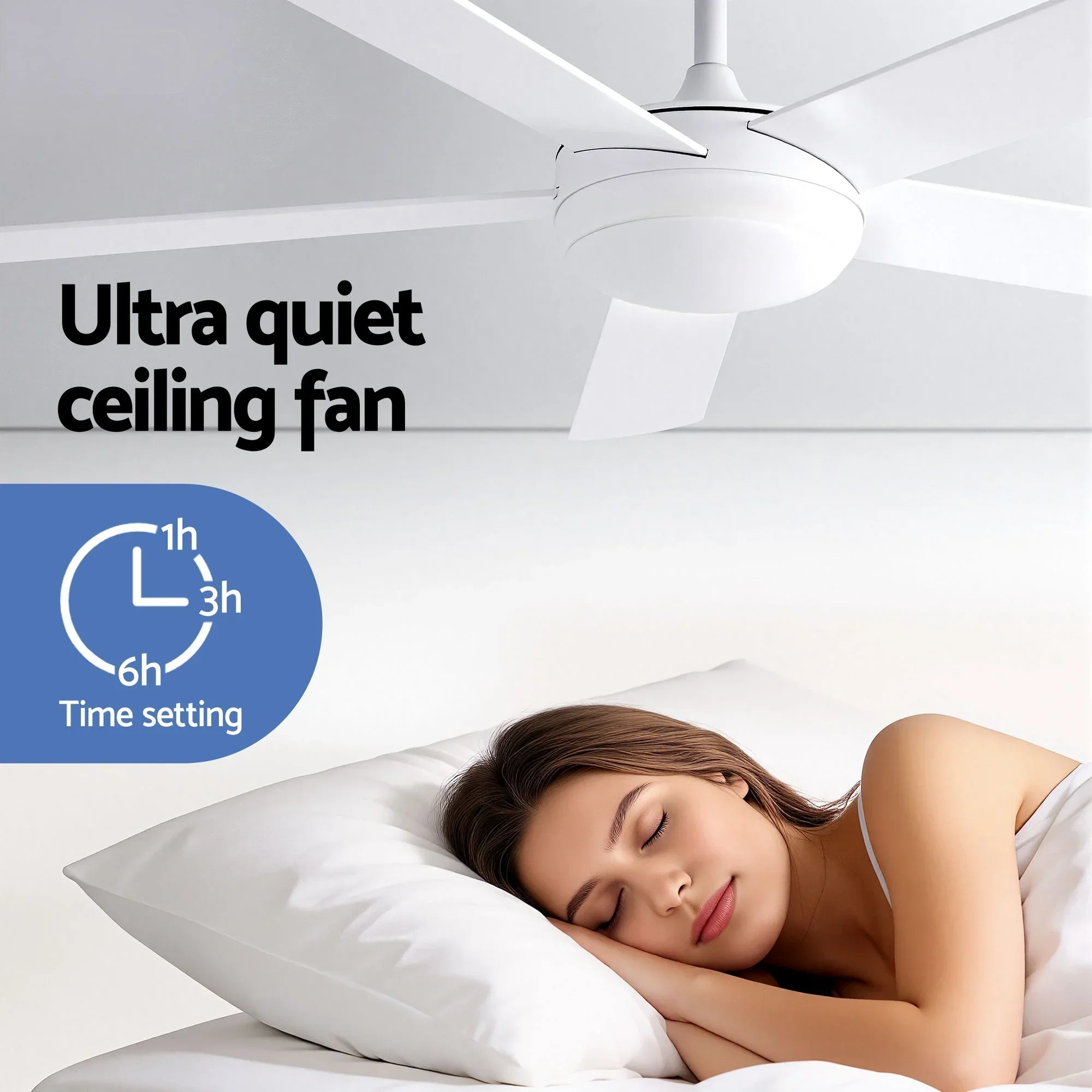 52'' Ceiling Fan 5 Blades DC Motor w/Light w/Remote White - Image 8