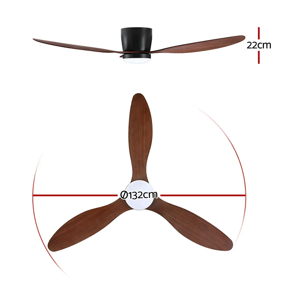 52'' Ceiling Fan DC Motor w/Light w/Remote - Dark Wood - Image 3