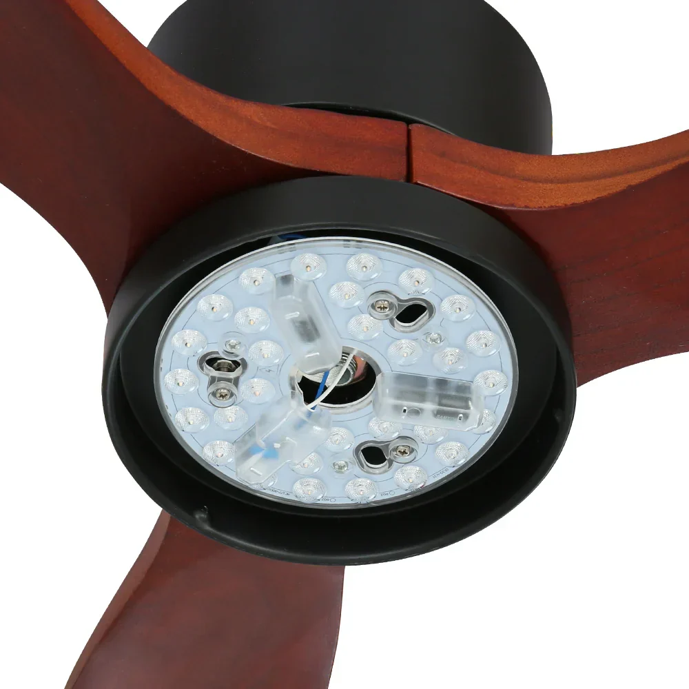 52'' Ceiling Fan AC Motor 3 Blades w/Light - Dark Wood - Image 4