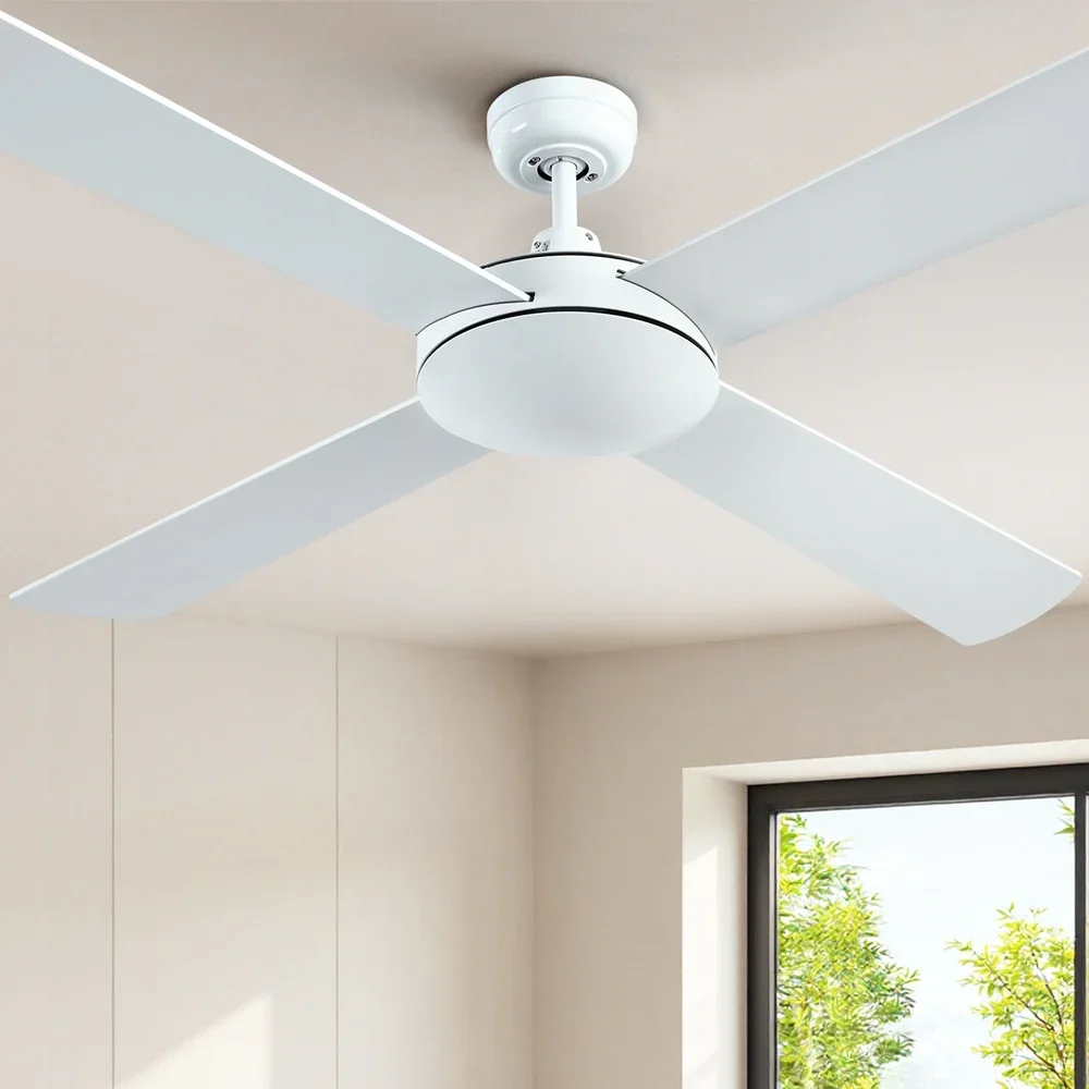 52'' Ceiling Fan AC Motor 4 Blades w/Remote - White - Image 2