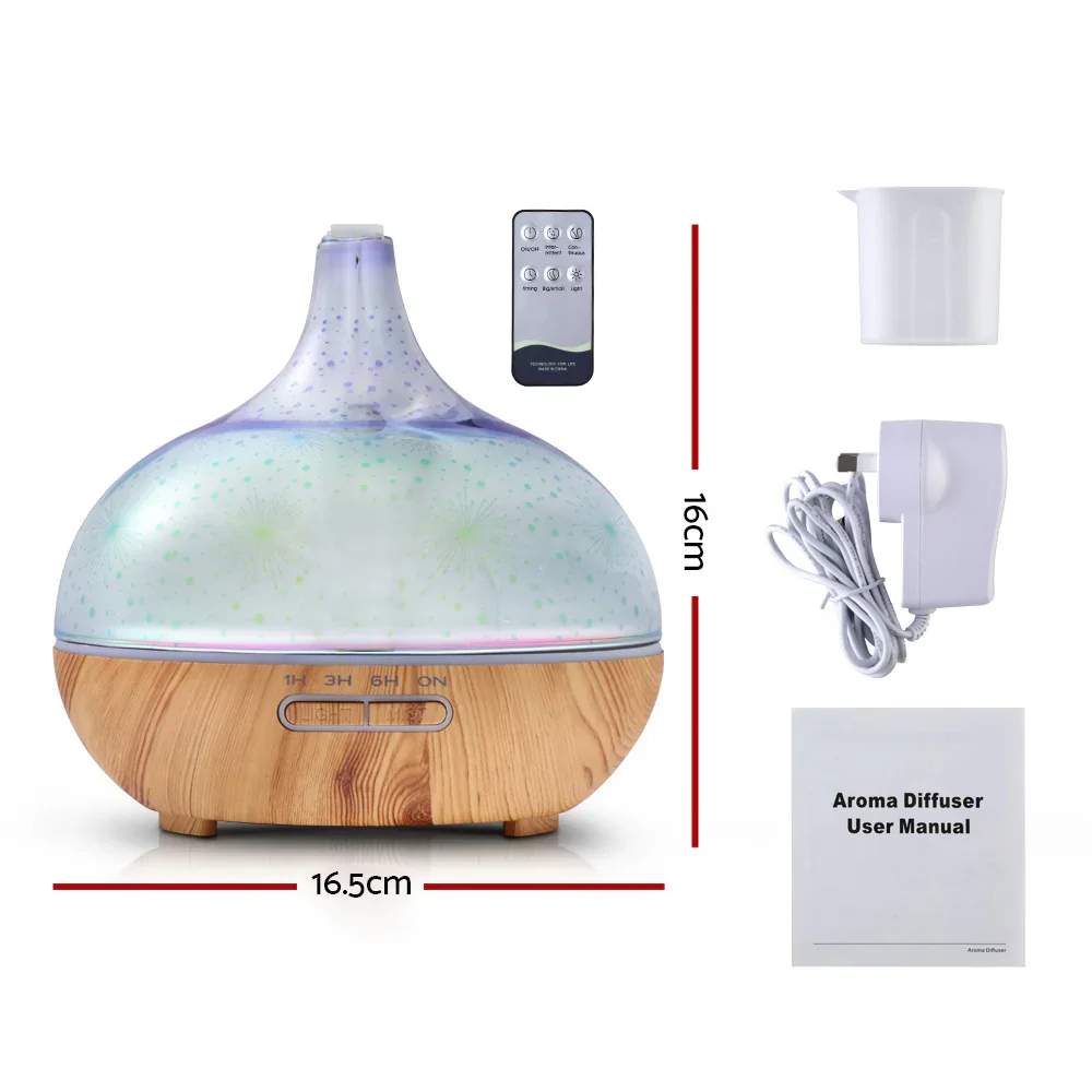 Aroma Diffuser Aromatherapy 3D Glass 400ml - Image 3