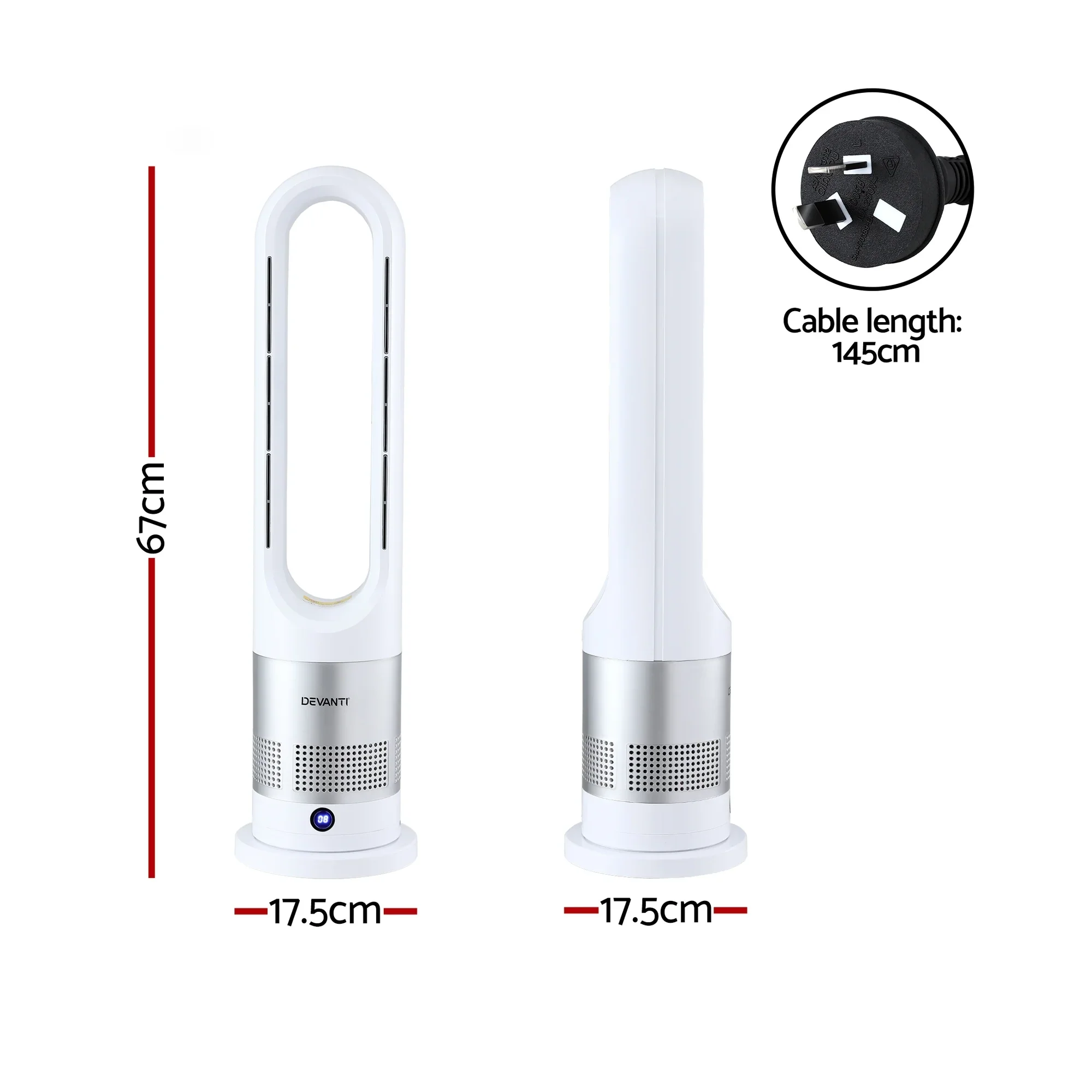 Bladeless Tower Fan Heater and Cooler 2in1 Portable Oscillation Fan for Bedroom Room Office Use White - Image 2