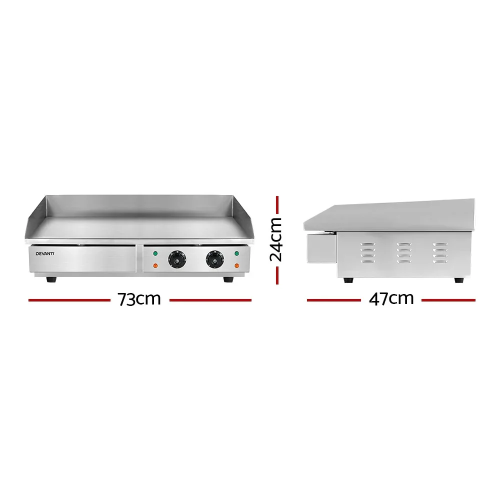 Commercial Electric Griddle 73cm BBQ Grill Plate 4400W - Image 2