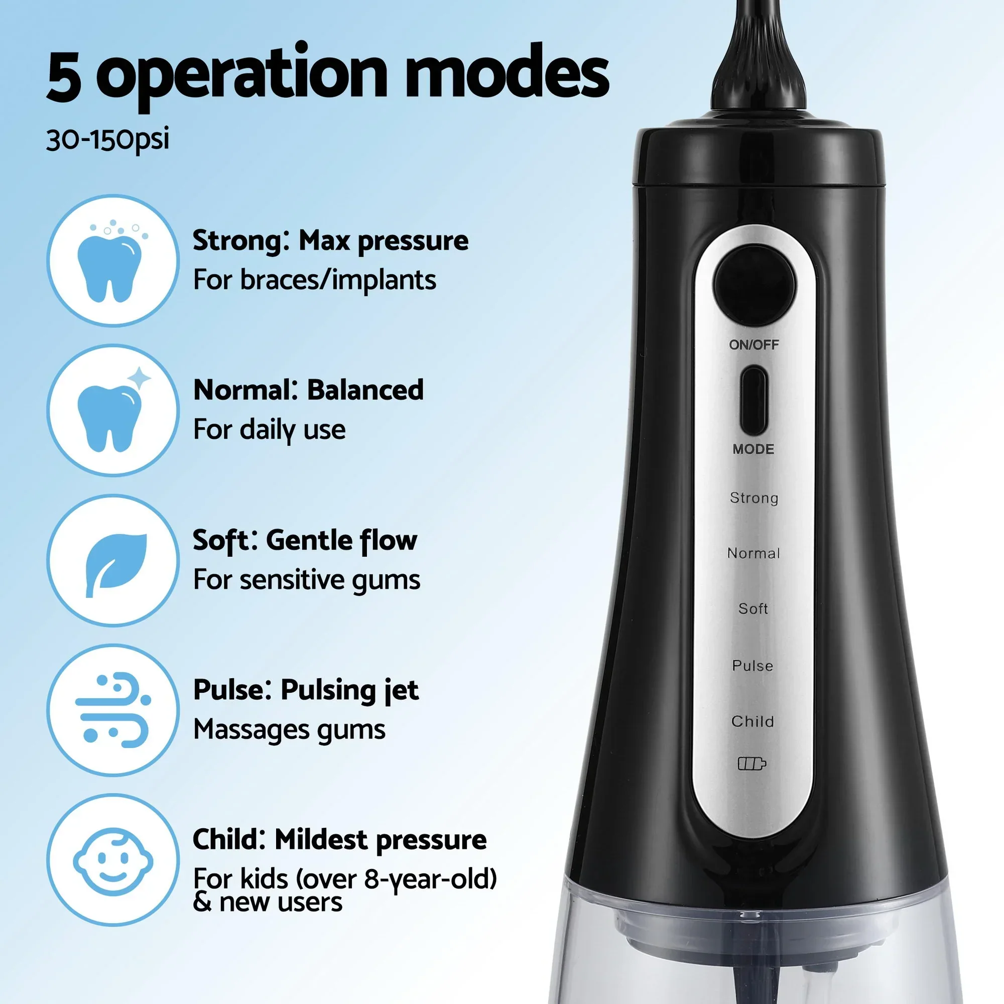 Cordless Water Flosser Dental Oral Irrigator Black - Image 4